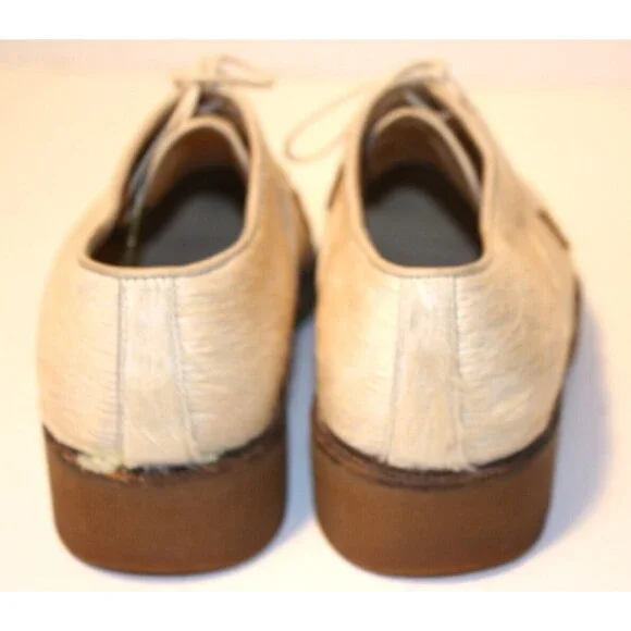 Pons Quintana Horsehair Cowhide Leather Oxford Shoes Women's sz 6 Cream Ivory - Picture 5 of 12